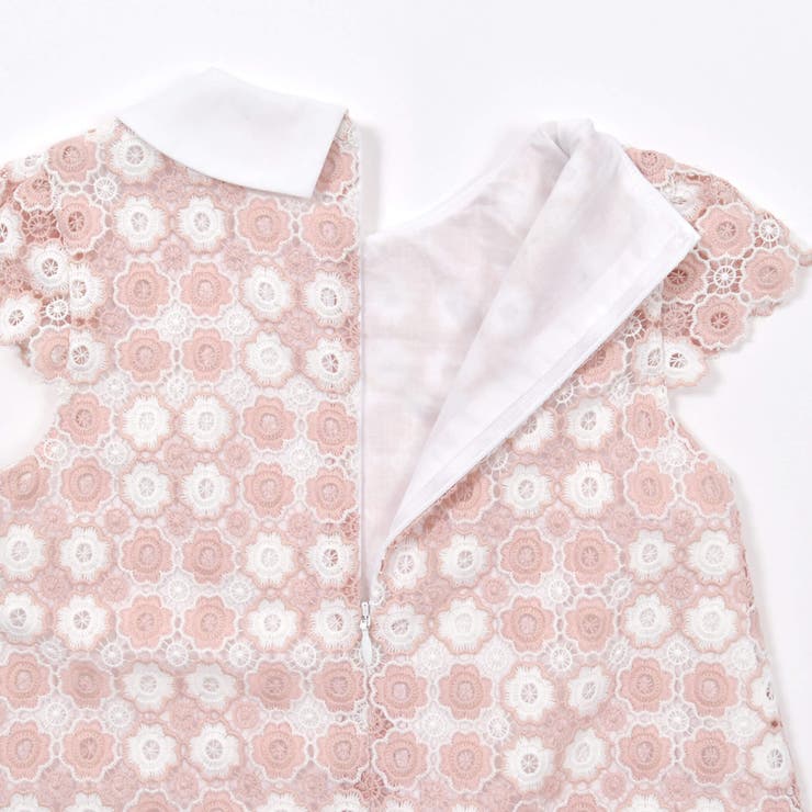 【日本製】フラワーレース襟付きAラインワンピース(90~130cm) | BeBe | 詳細画像10 