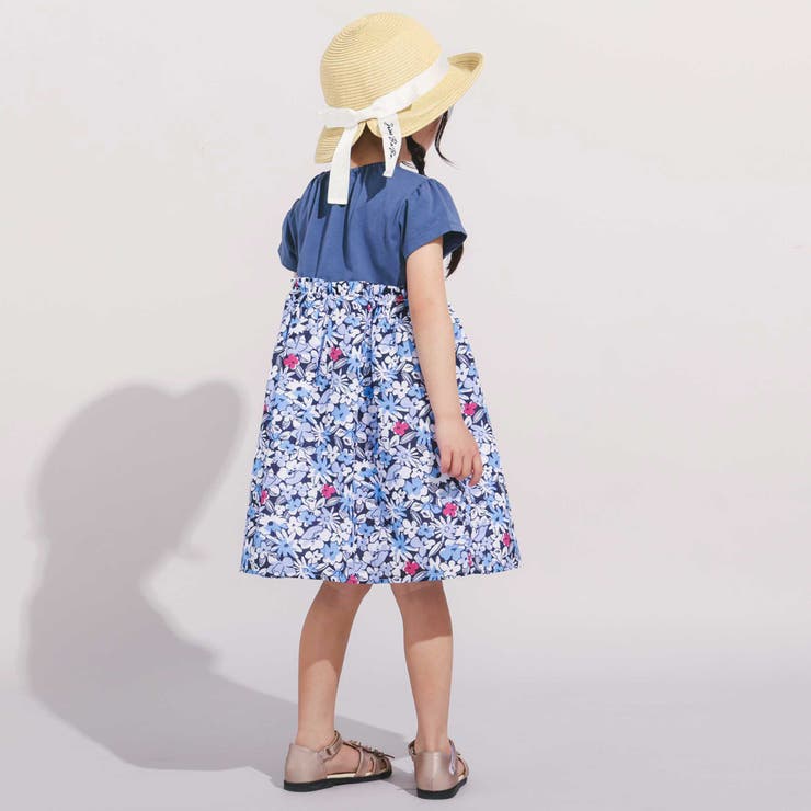 【お揃い】ドビーフラワーガーデンプリント切り替えワンピース(90~150cm) | BeBe | 詳細画像4 