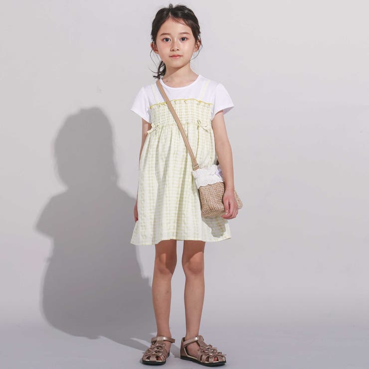 ギンガムシャーリングキャミドッキングワンピース(80~150cm) | BeBe | 詳細画像3 