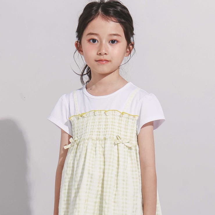 ギンガムシャーリングキャミドッキングワンピース(80~150cm) | BeBe | 詳細画像4 