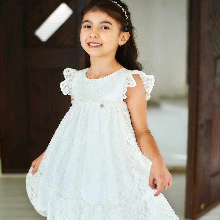 【パニエ付】【日本製】ラッセルレースギャザードレス(100~140cm) | BeBe | 詳細画像5 