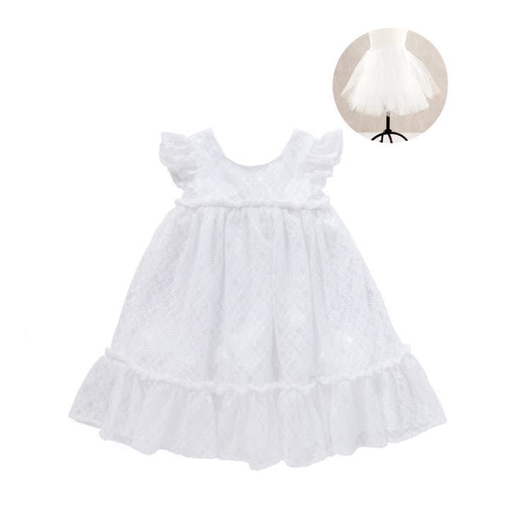 【パニエ付】【日本製】ラッセルレースギャザードレス(100~140cm) | BeBe | 詳細画像6 