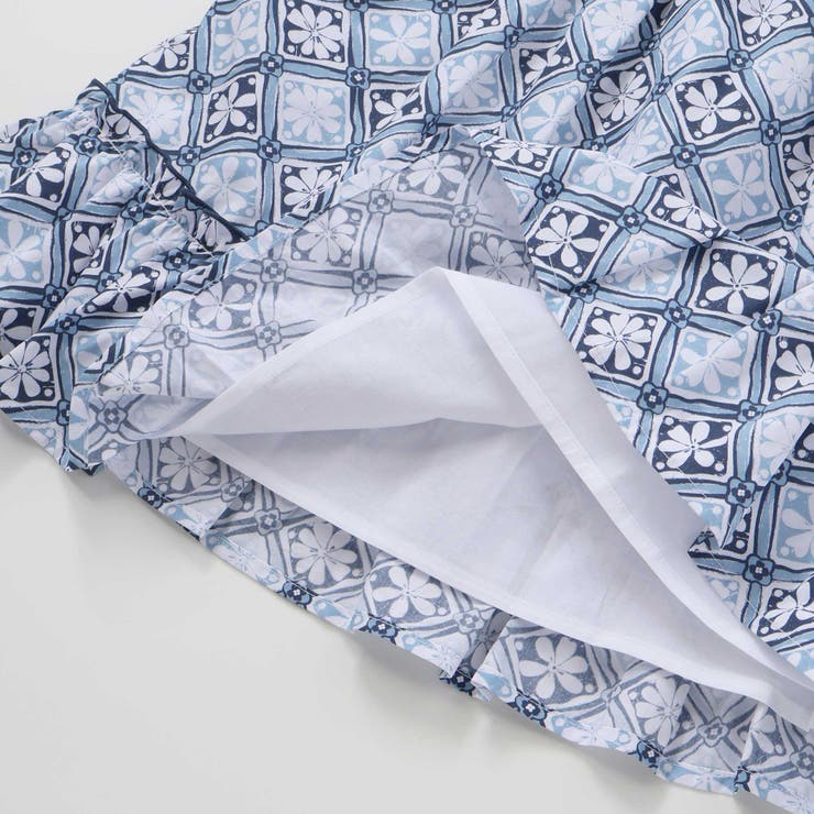 【お揃い】復刻アーカイブタイル柄切り替えパフスリーブワンピース(90~150cm… | BeBe | 詳細画像12 