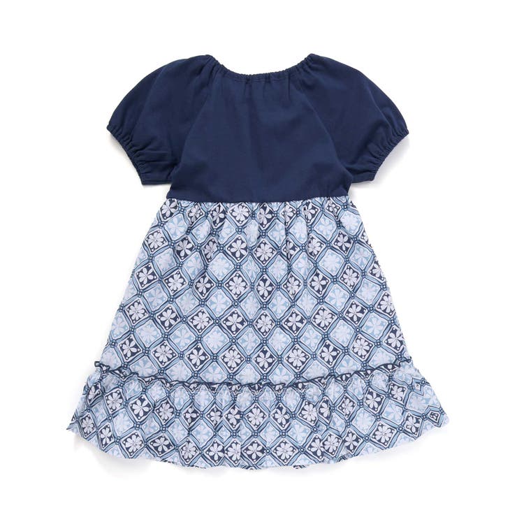 【お揃い】復刻アーカイブタイル柄切り替えパフスリーブワンピース(90~150cm… | BeBe | 詳細画像6 