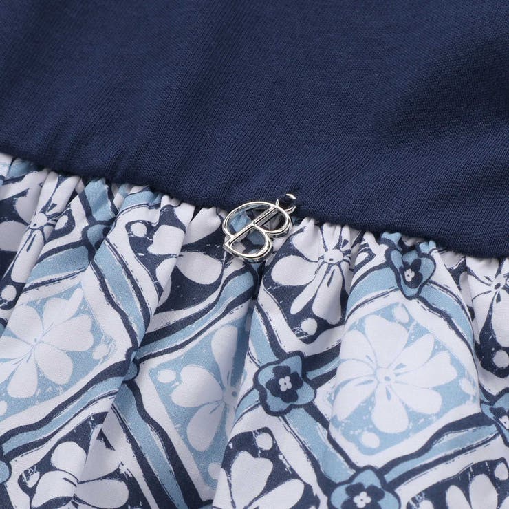 【お揃い】復刻アーカイブタイル柄切り替えパフスリーブワンピース(90~150cm… | BeBe | 詳細画像9 