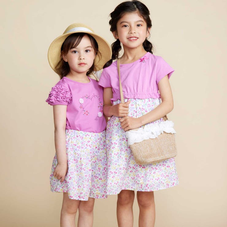 【お揃い】シャンドゥフルールプリントローン天竺切り替えワンピース(80~150c… | BeBe | 詳細画像7 