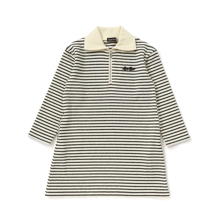 【お揃い】ボーダーリブZIPカラー長袖ワンピース(90~150cm) | BeBe | 詳細画像5 