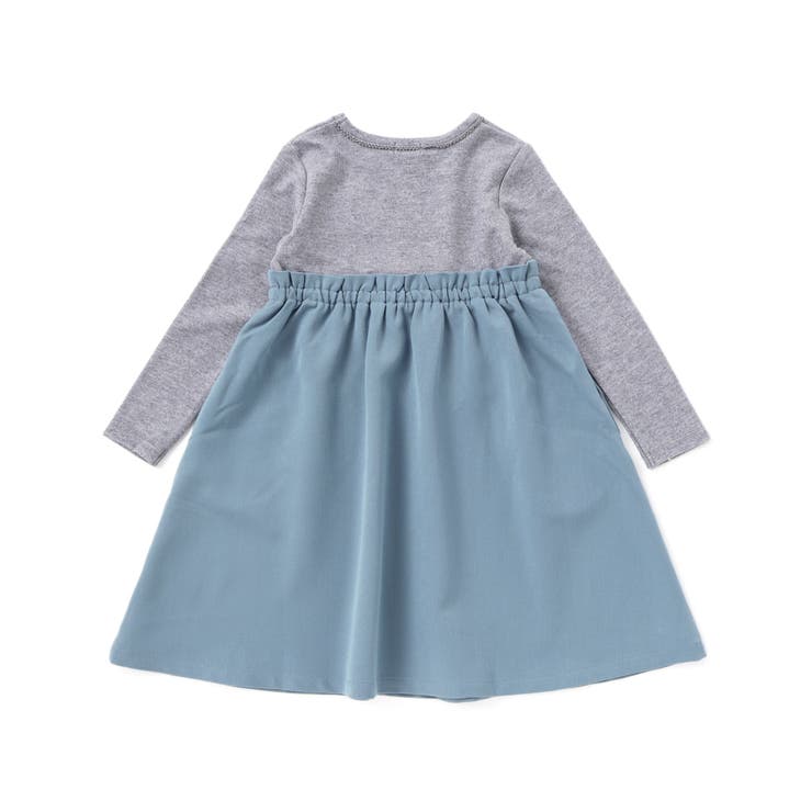 テレコ×ツイル切り替え長袖ワンピース(90~150cm) | BeBe | 詳細画像2 