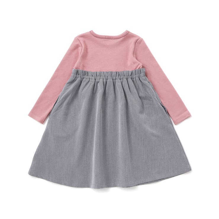 テレコ×ツイル切り替え長袖ワンピース(90~150cm) | BeBe | 詳細画像4 