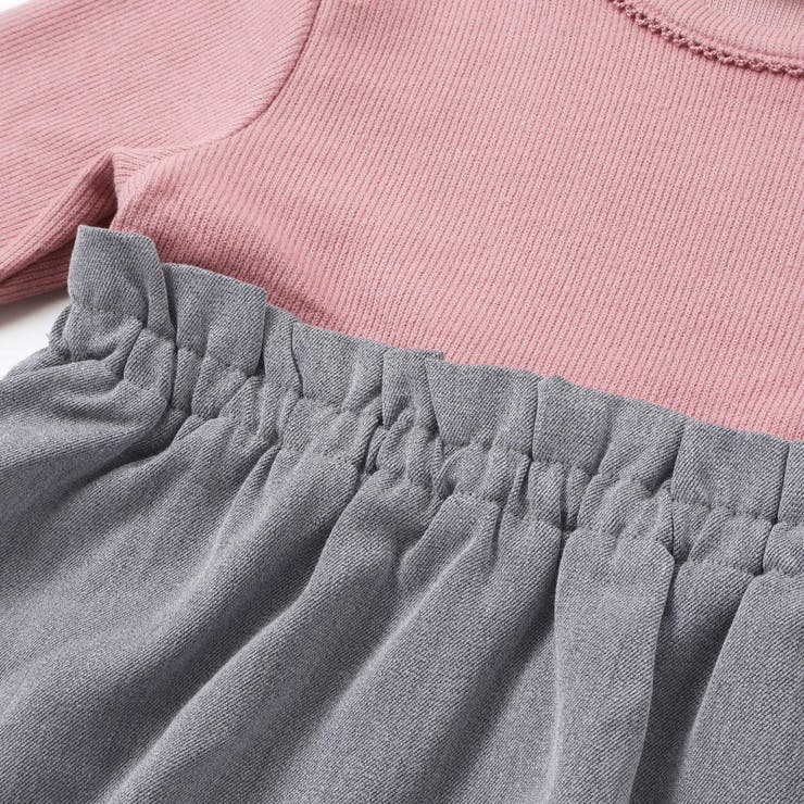 テレコ×ツイル切り替え長袖ワンピース(90~150cm) | BeBe | 詳細画像7 