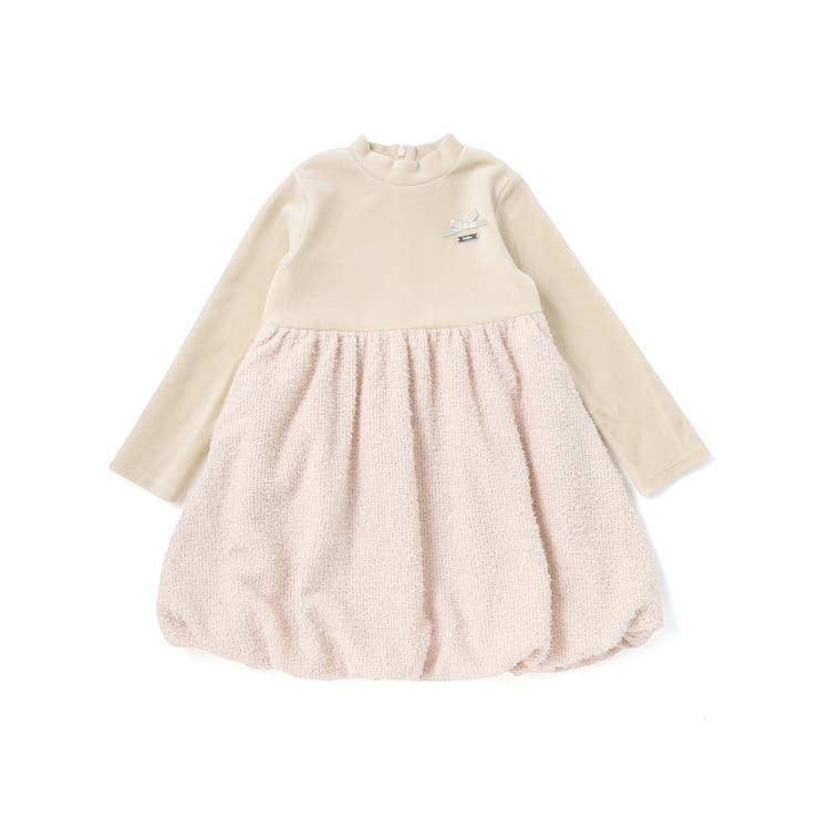 ベロア×ファンシーヤーン切り替えハイネックバルーンワンピース(90~140cm) | BeBe | 詳細画像11 