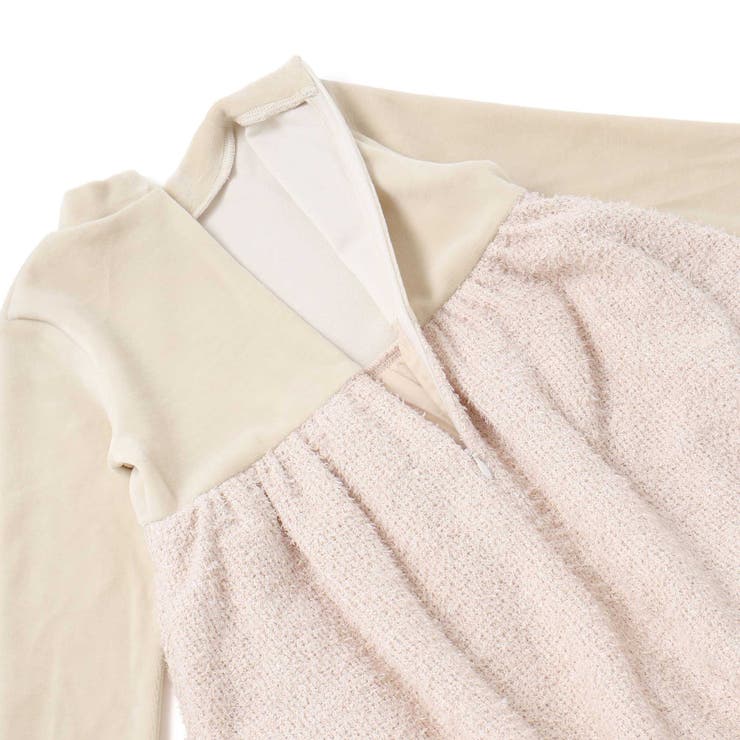 ベロア×ファンシーヤーン切り替えハイネックバルーンワンピース(90~140cm) | BeBe | 詳細画像19 