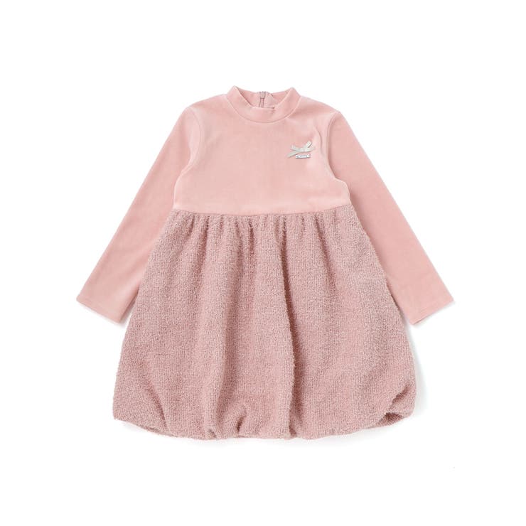 ベロア×ファンシーヤーン切り替えハイネックバルーンワンピース(90~140cm) | BeBe | 詳細画像8 