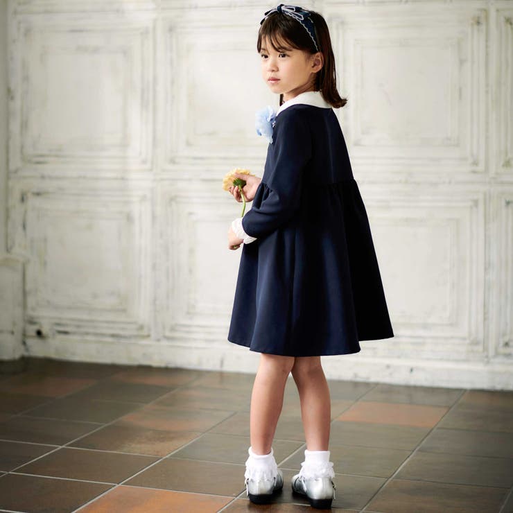 ダブルクロス3way付け襟長袖ギャザーワンピース(110~130cm) | BeBe | 詳細画像3 