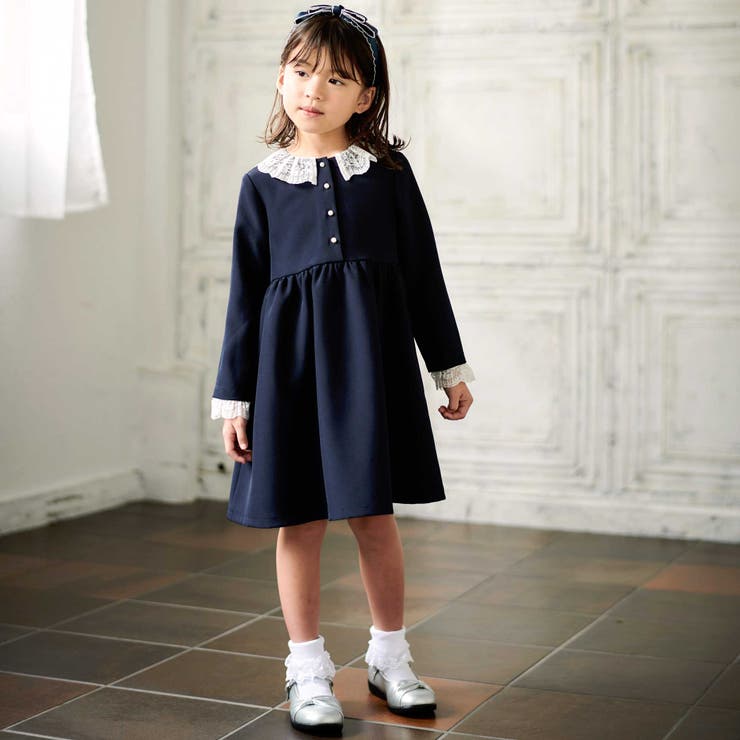 ダブルクロス3way付け襟長袖ギャザーワンピース(110~130cm) | BeBe | 詳細画像5 