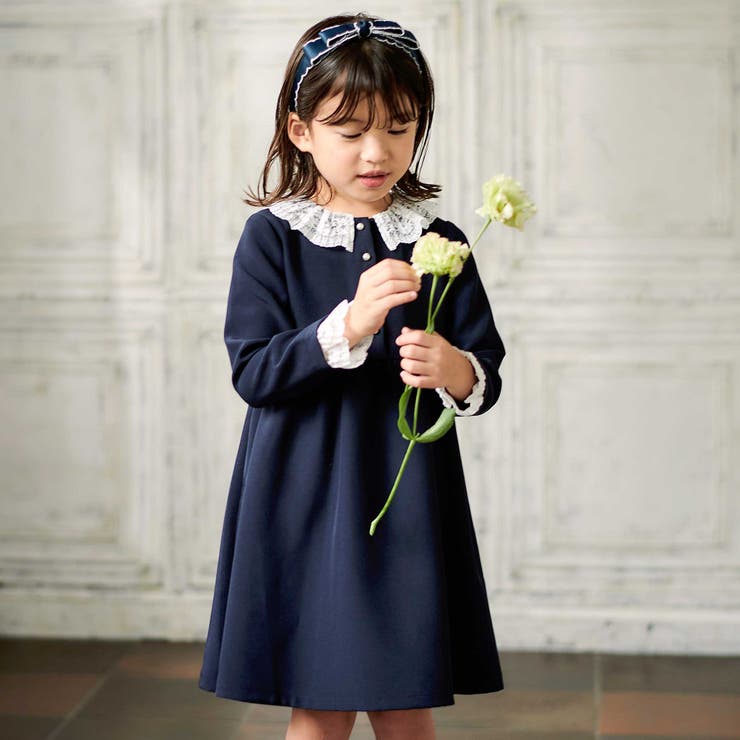 ダブルクロス3way付け襟長袖ギャザーワンピース(110~130cm) | BeBe | 詳細画像6 