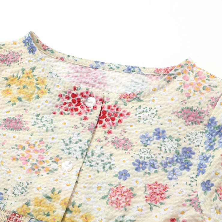 【お揃い】リップルマルシェフラワーパフスリーブワンピース(90~150cm) | BeBe | 詳細画像10 