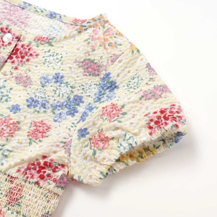 【お揃い】リップルマルシェフラワーパフスリーブワンピース(90~150cm) | BeBe | 詳細画像11 