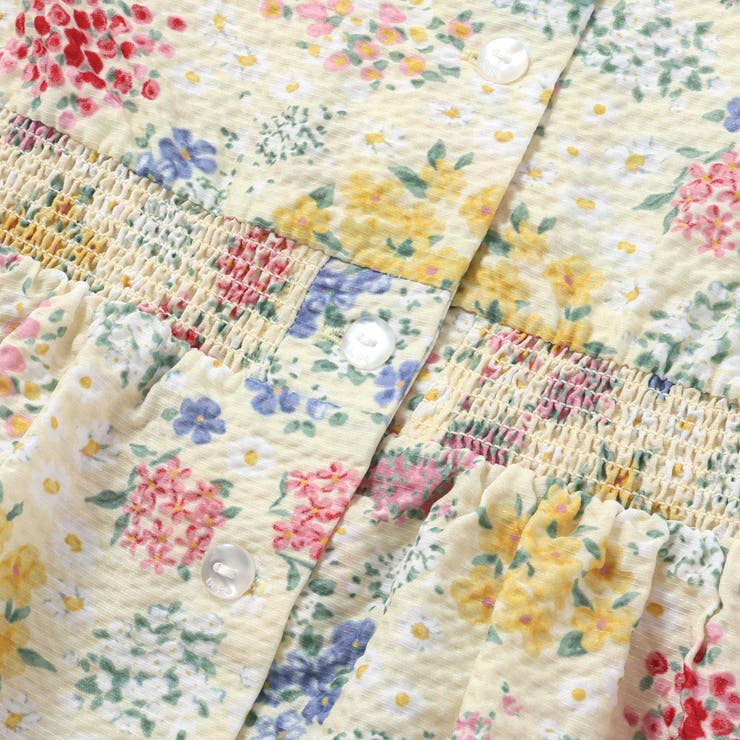 【お揃い】リップルマルシェフラワーパフスリーブワンピース(90~150cm) | BeBe | 詳細画像12 