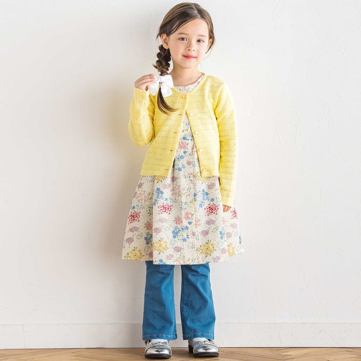 【お揃い】リップルマルシェフラワーパフスリーブワンピース(90~150cm) | BeBe | 詳細画像5 