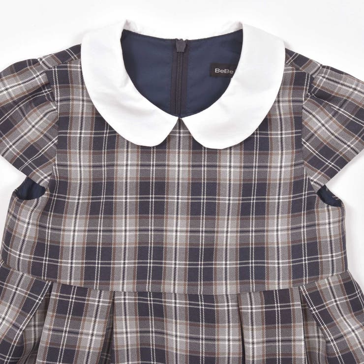ボレロ+リボンタイ付きチェックワンピースアンサンブル(110~130cm) | BeBe | 詳細画像10 