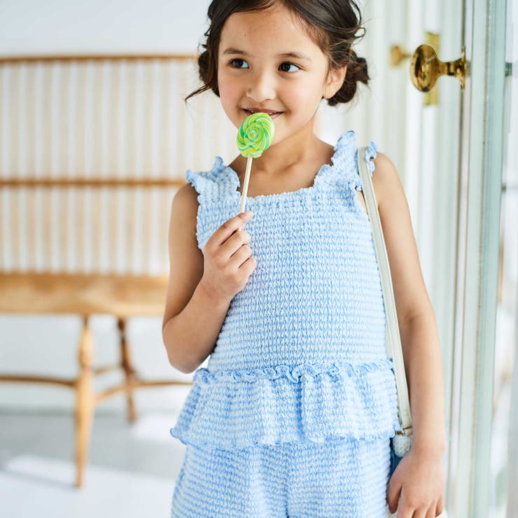 ぽこぽこシャーリングビスチェ+ショートパンツセットアップ(90~140cm) | BeBe | 詳細画像4 