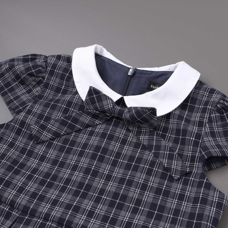 ボレロ+リボンタイ付きチェックワンピースセット(110~130cm) | BeBe | 詳細画像13 