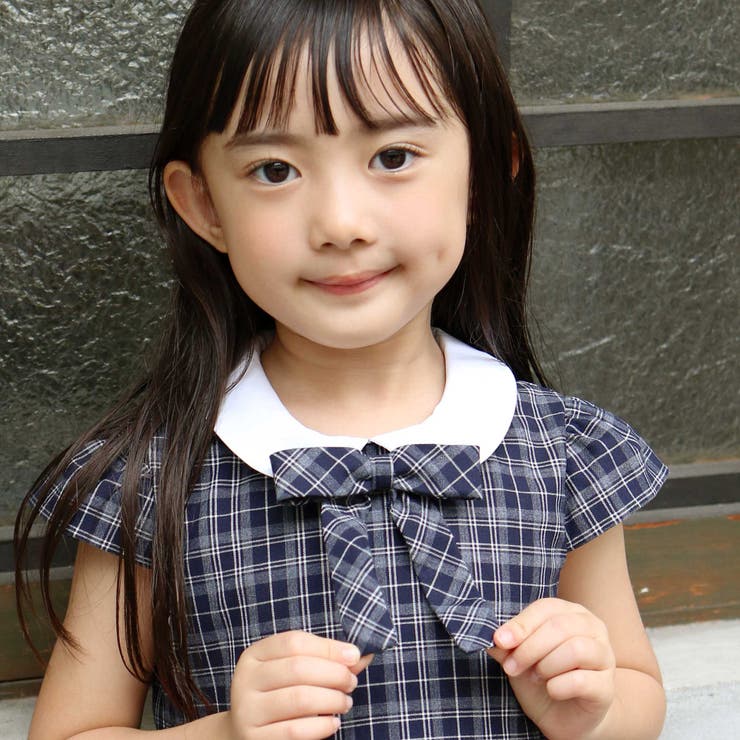 ボレロ+リボンタイ付きチェックワンピースセット(110~130cm) | BeBe | 詳細画像6 