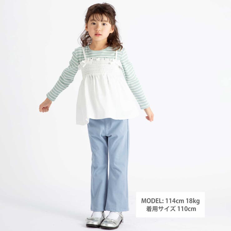 ラメジョーゼットシャーリングキャミ+リブボーダー長袖Tシャツセット(90~160… | BeBe | 詳細画像2 