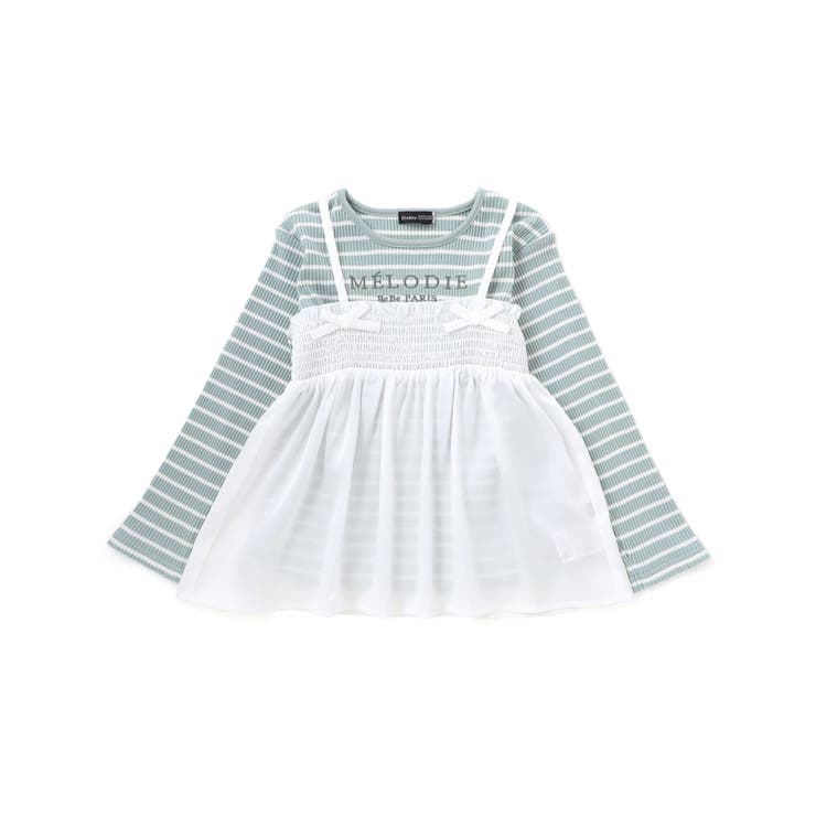 ラメジョーゼットシャーリングキャミ+リブボーダー長袖Tシャツセット(90~160… | BeBe | 詳細画像6 