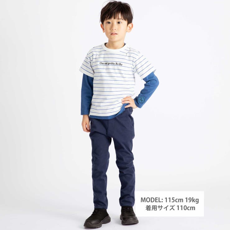 ボーダー半袖Tシャツ+長袖Tシャツセット(90~160cm) | BeBe | 詳細画像2 