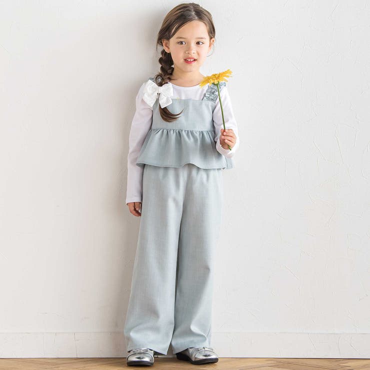 グリーン | リネン調オックスブラウス+ロングパンツセットアップ(100~160cm) | BeBe