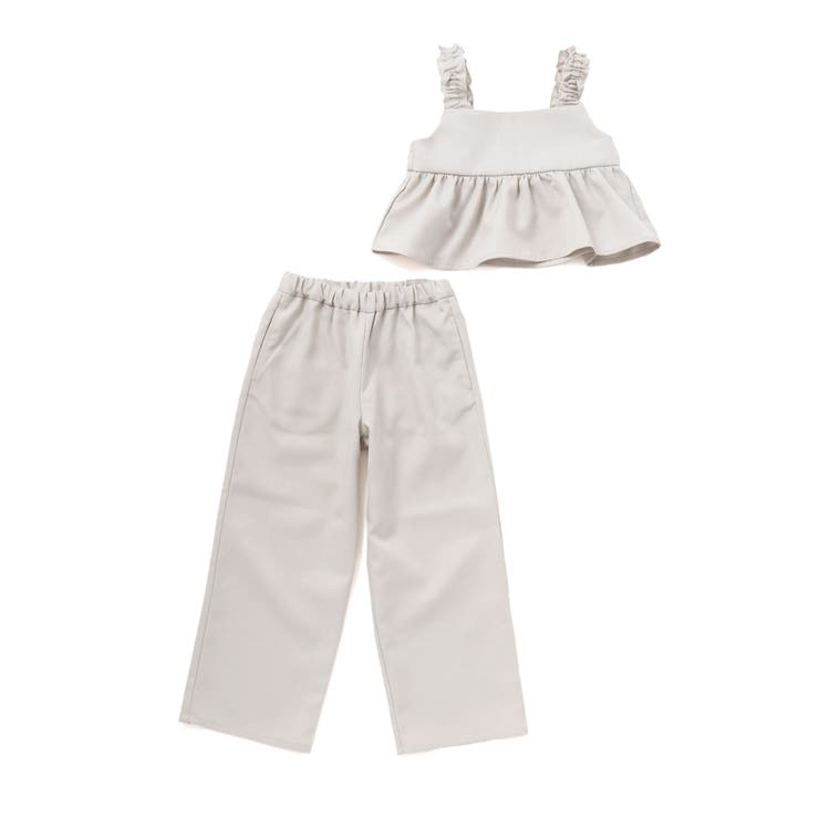 ベージュ | リネン調オックスブラウス+ロングパンツセットアップ(100~160cm) | BeBe