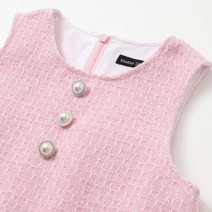 【お揃い】ブロッサムラメツイードローウエスト切替ジャンパースカート(100~15… | BeBe | 詳細画像10 