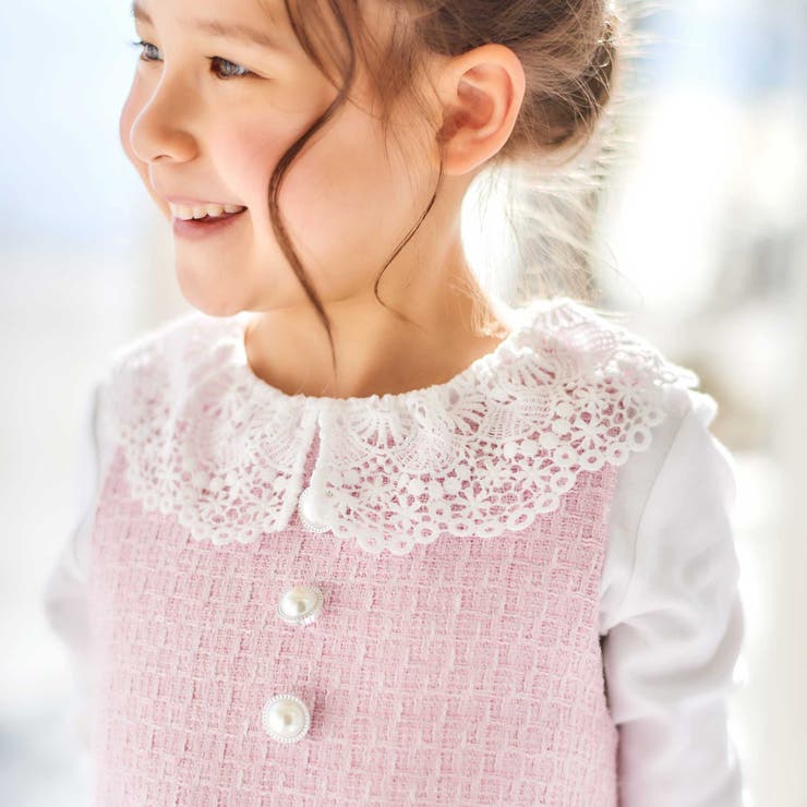 【お揃い】ブロッサムラメツイードローウエスト切替ジャンパースカート(100~15… | BeBe | 詳細画像5 