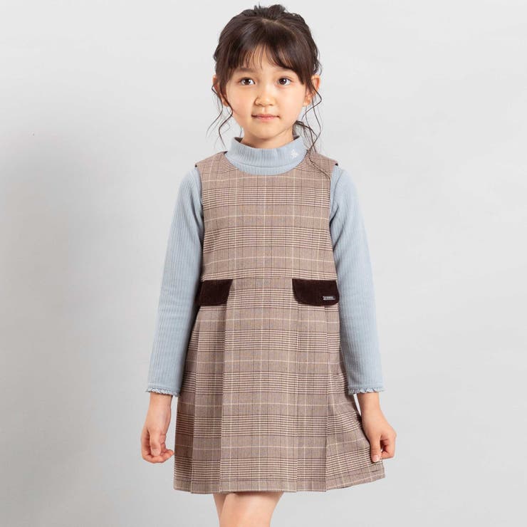 【お揃い】グレンチェックプリーツジャンパースカート(90~150cm) | BeBe | 詳細画像1 