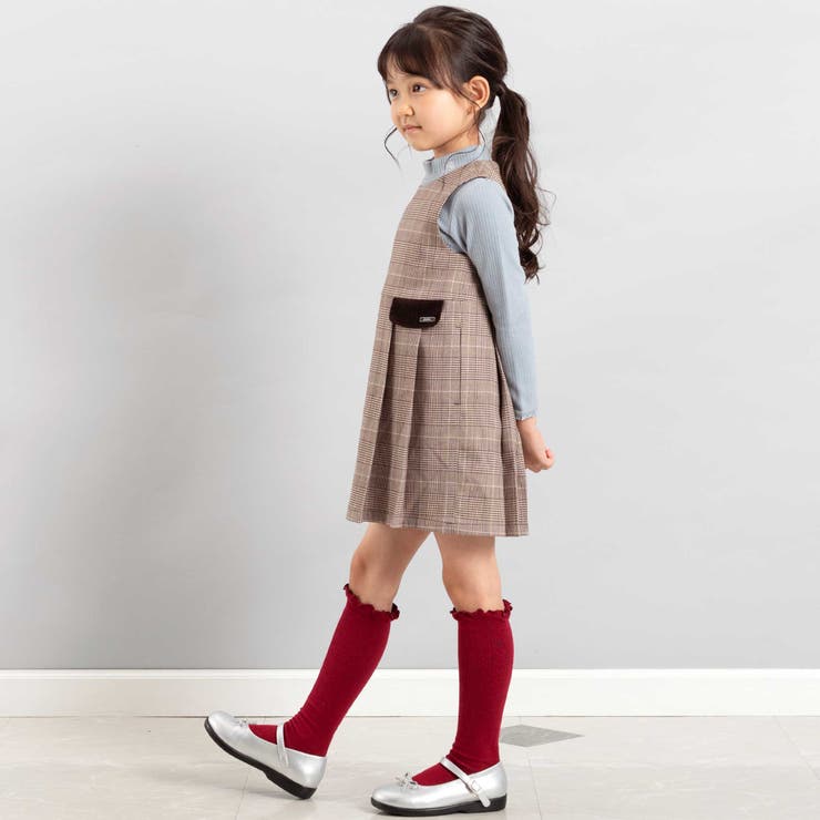 【お揃い】グレンチェックプリーツジャンパースカート(90~150cm) | BeBe | 詳細画像3 