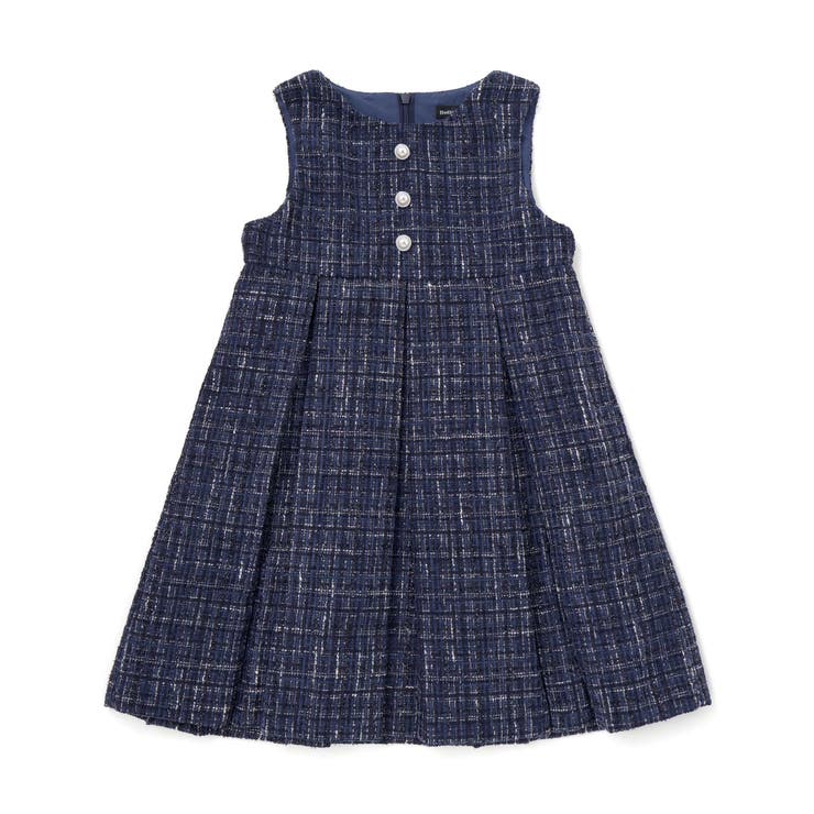 ネイビー系 | エタンセルラメツイードプリーツジャンパースカート | BeBe