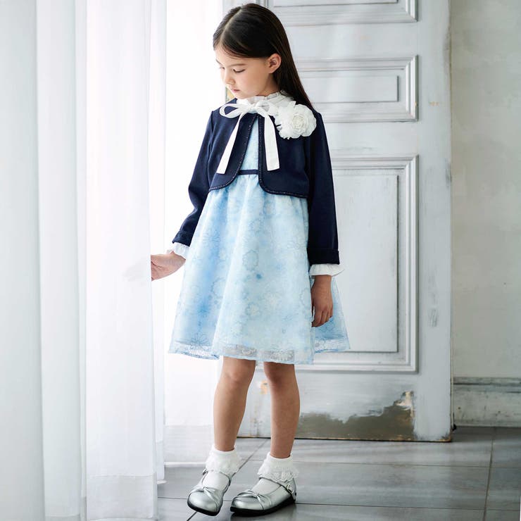 【日本製】オーガンジーフラワー刺しゅうドレス(110~130cm) | BeBe | 詳細画像3 