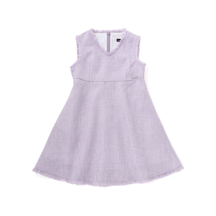 パープル系 | 【お揃い】ツイード調Vネックフリンジジャンパースカート(90~140cm) | BeBe