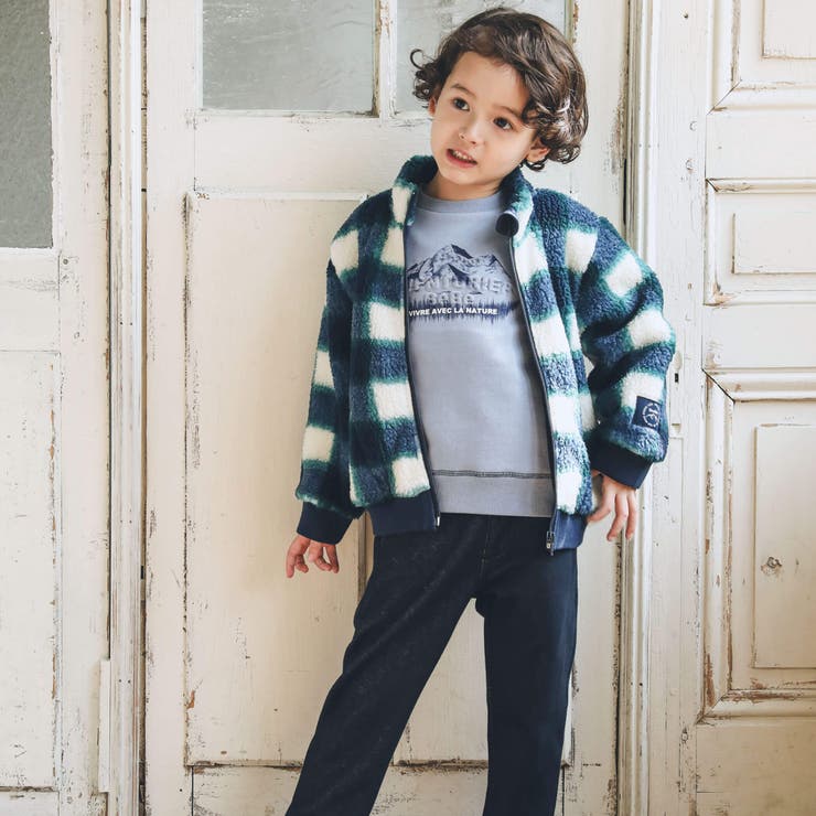 バッファローチェックボアジップブルゾン(90~150cm) | BeBe | 詳細画像3 