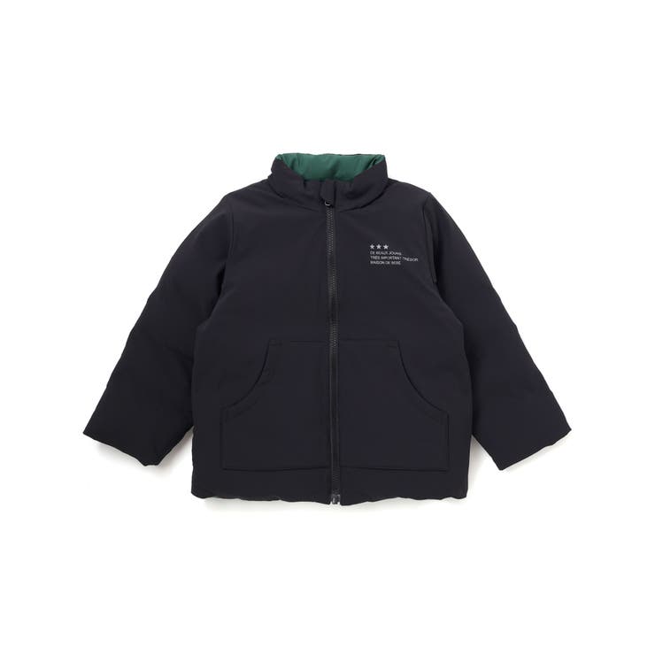 ブラック | 【撥水】リップストップ×タフタリバーシブル中綿ブルゾン(90~150cm) | BeBe