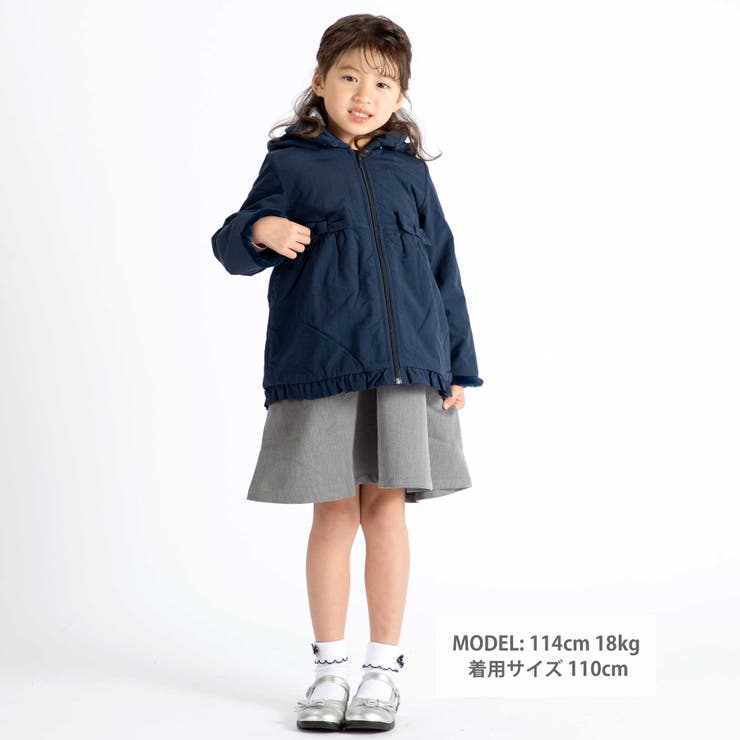 【撥水加工】ヴィンテージタフタ裏ファー裾フリルフードブルゾン(80~150cm) | BeBe | 詳細画像2 