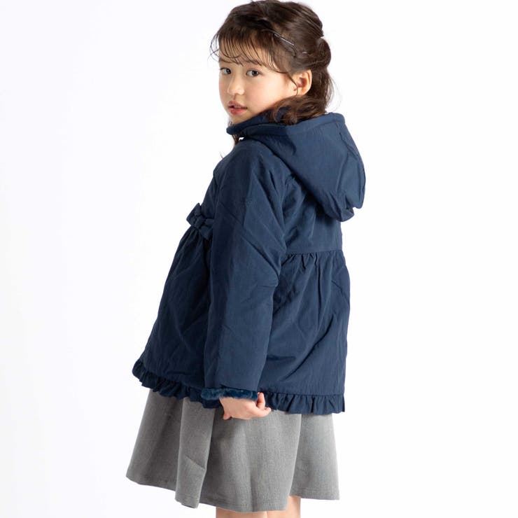 【撥水加工】ヴィンテージタフタ裏ファー裾フリルフードブルゾン(80~150cm) | BeBe | 詳細画像4 