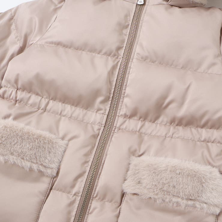 【撥水加工】タフタウエストギャザーファーフード中綿コート(100~160cm) | BeBe | 詳細画像12 