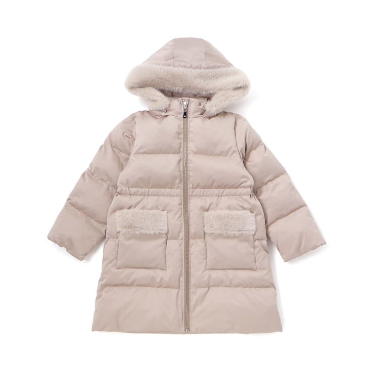 【撥水加工】タフタウエストギャザーファーフード中綿コート(100~160cm) | BeBe | 詳細画像5 