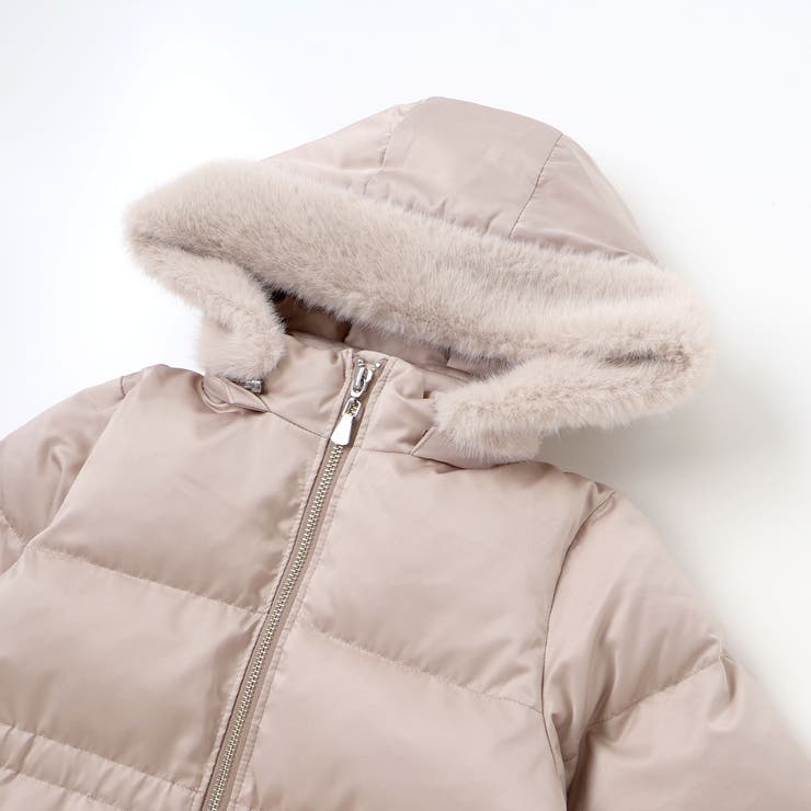 【撥水加工】タフタウエストギャザーファーフード中綿コート(100~160cm) | BeBe | 詳細画像7 