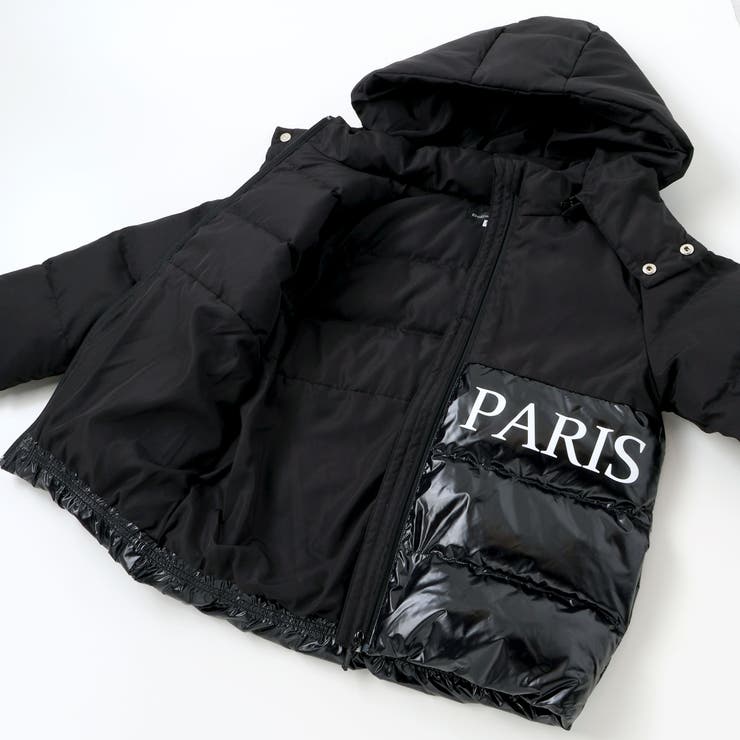 【撥水加工】タフタ切り替えロゴプリントフード中綿コート(100~160cm) | BeBe | 詳細画像15 