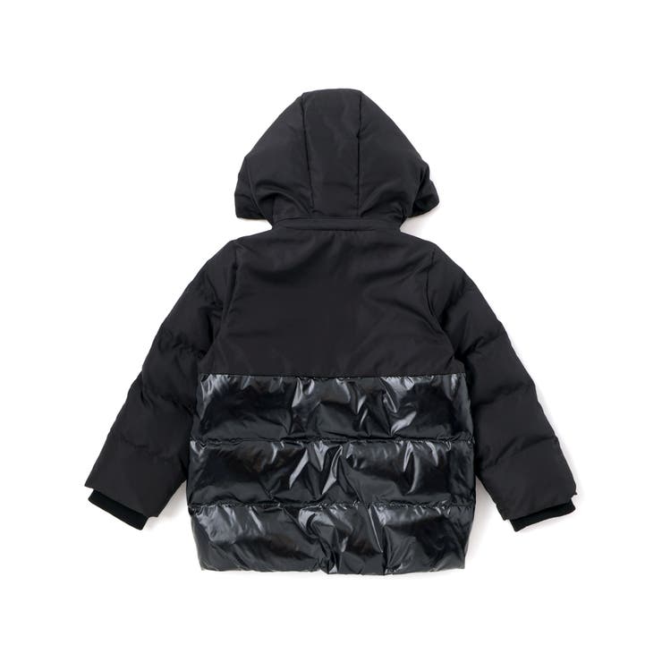 【撥水加工】タフタ切り替えロゴプリントフード中綿コート(100~160cm) | BeBe | 詳細画像2 