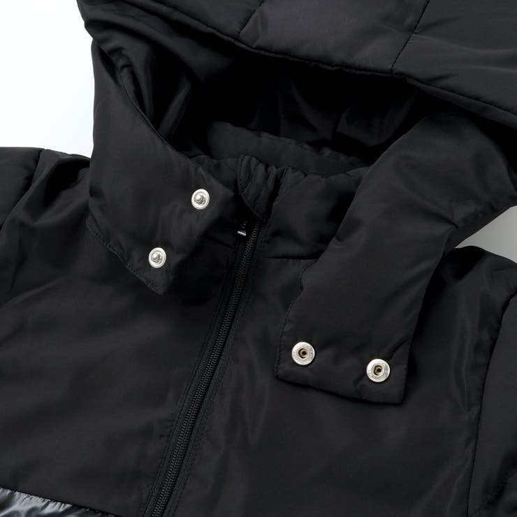 【撥水加工】タフタ切り替えロゴプリントフード中綿コート(100~160cm) | BeBe | 詳細画像4 